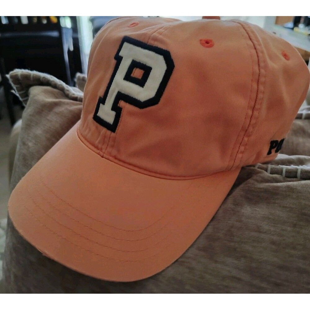 Vintage 90's Polo Sport Baseball Cap Orange Front P Side POLO